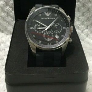 Emporio Armani AR5866 Black Silicon Band Watch NWT